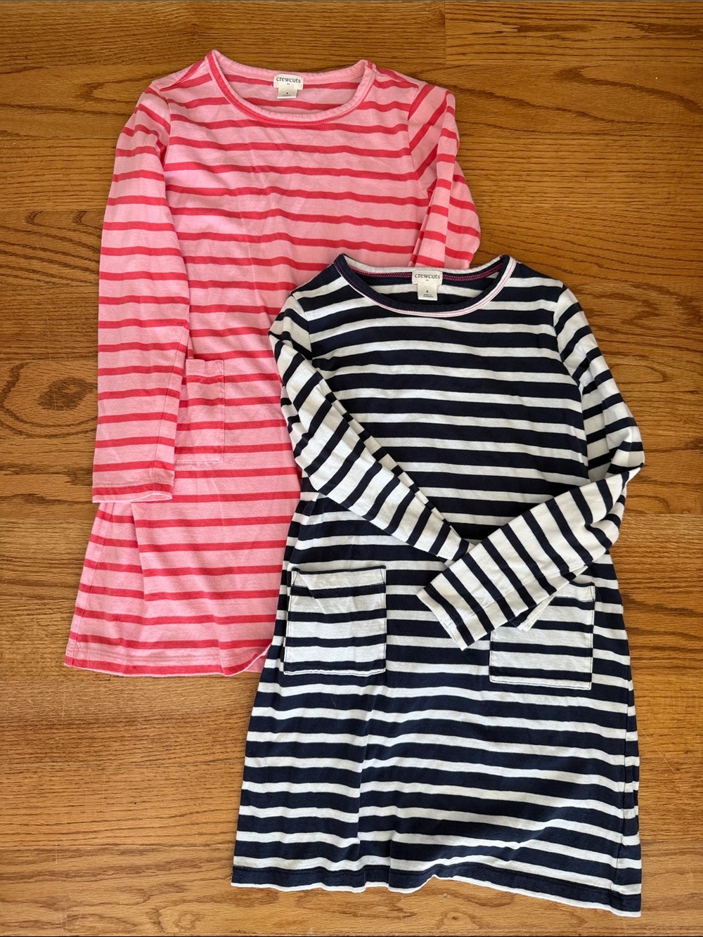 2 Crewcuts Girls' Striped Knit Dresses - Pink & Navy